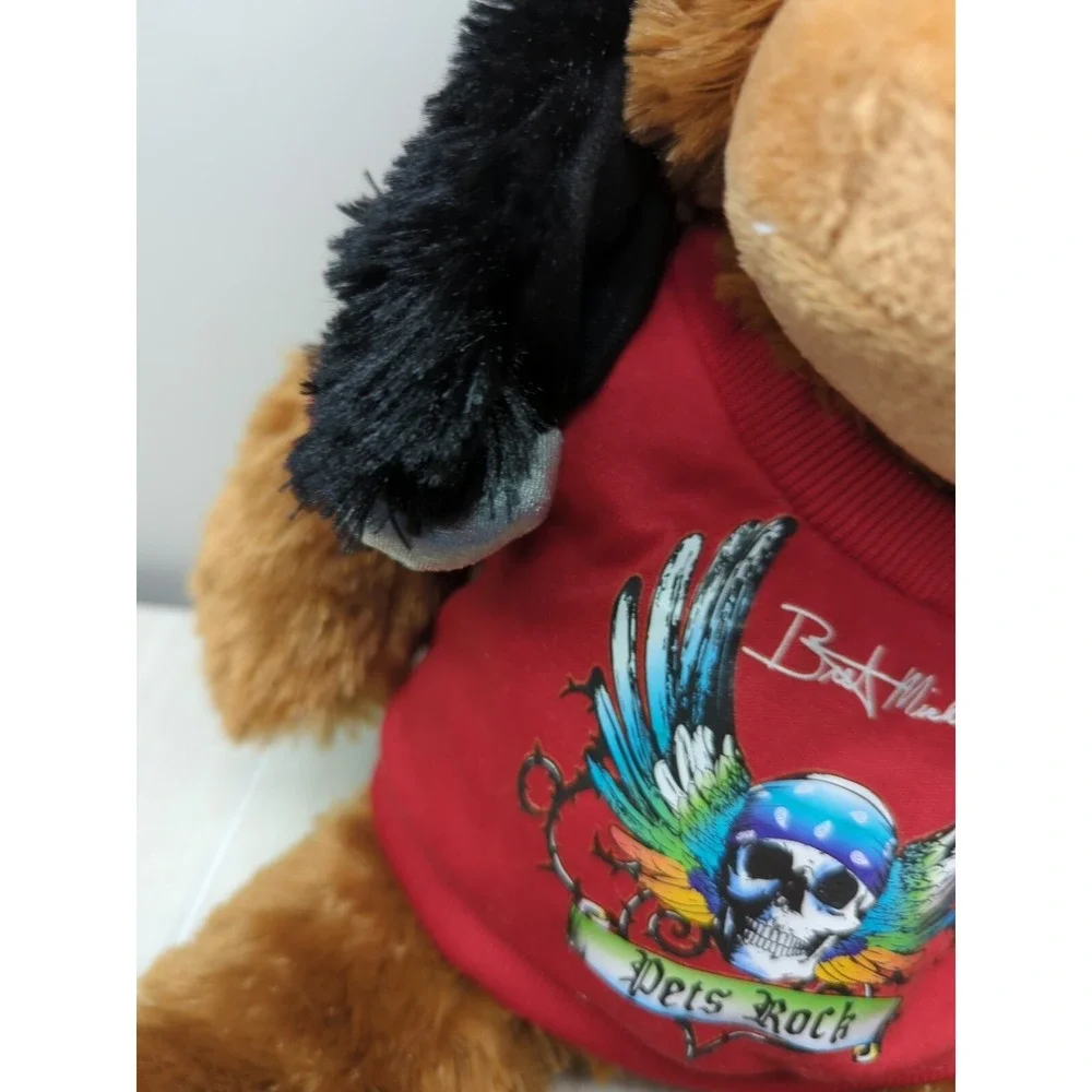 PetSmart Bret Michaels Chance Squeaker Plush Brown Dog Toy red shirt blue scarf